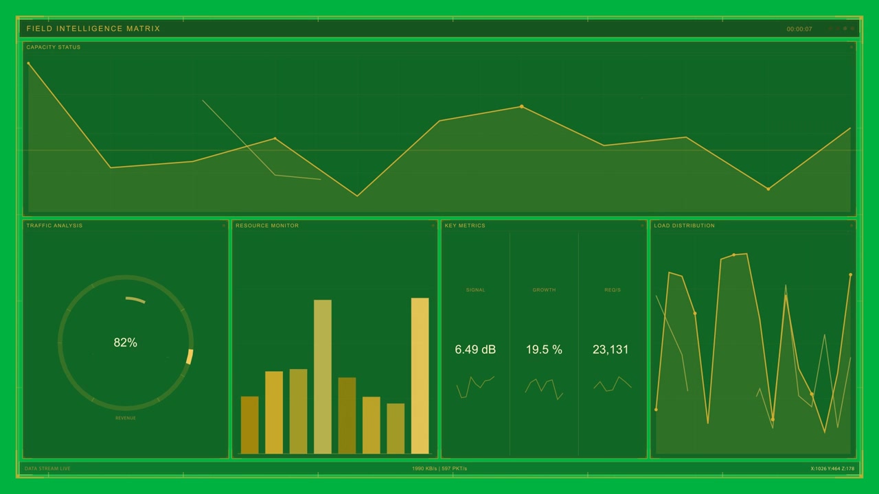 Testina di riproduzione in movimento, indicatore che si riempie, linee che si spostano, barre che salgono per il monitoraggio in tempo reale su sfondo trasparente