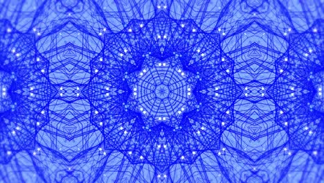 digital animation of kaleidoscopic shapes moving in hypnotic motion against blue background