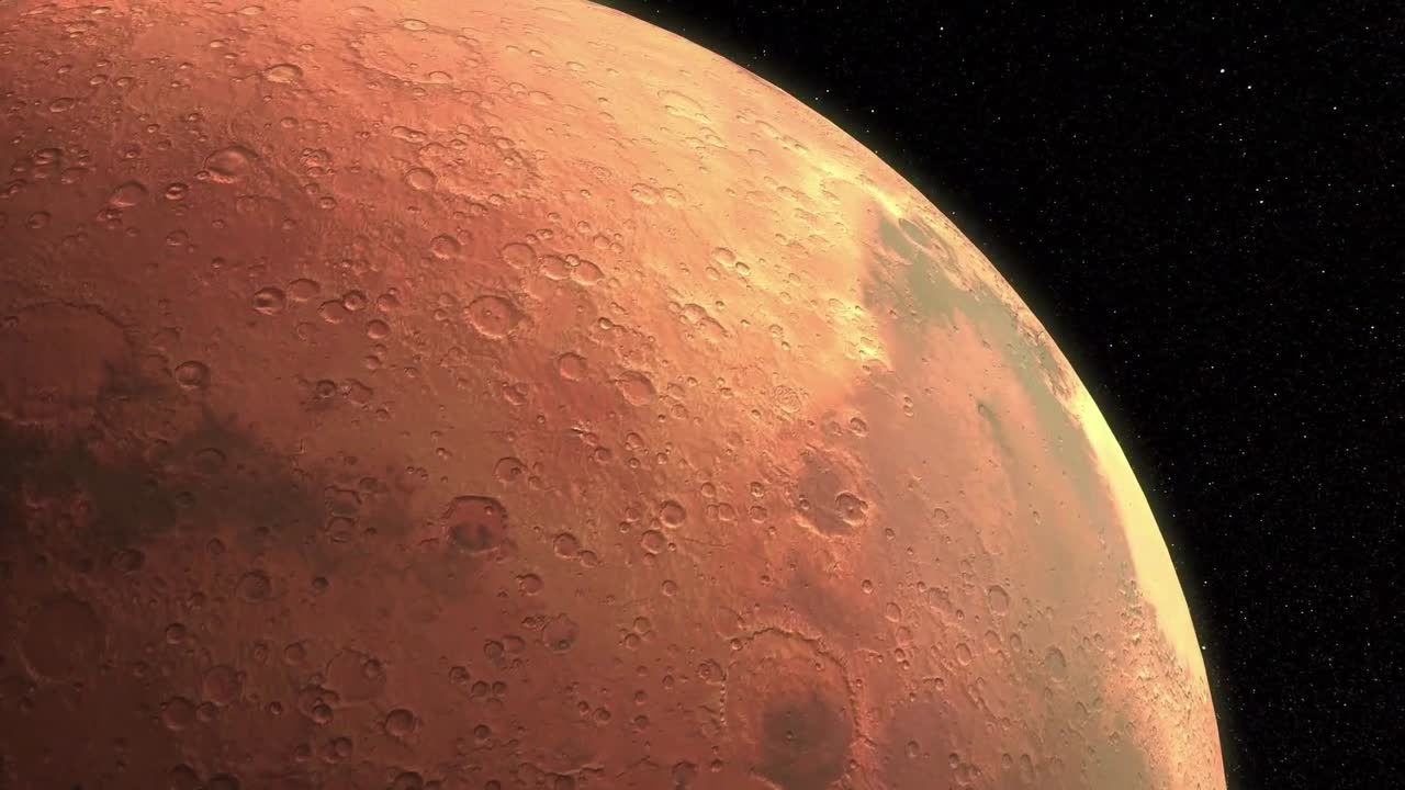 Il pianeta Marte che ruota nella sua orbita nello spazio