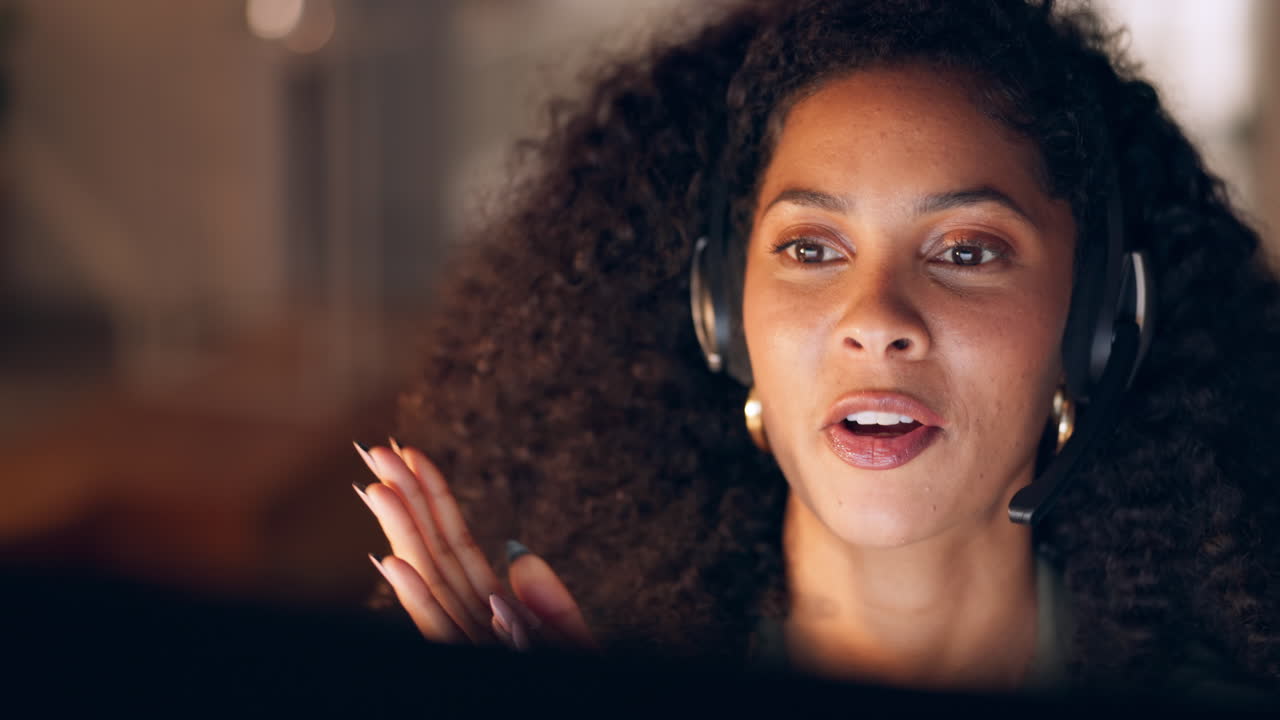 Black woman, customer support service with a smile