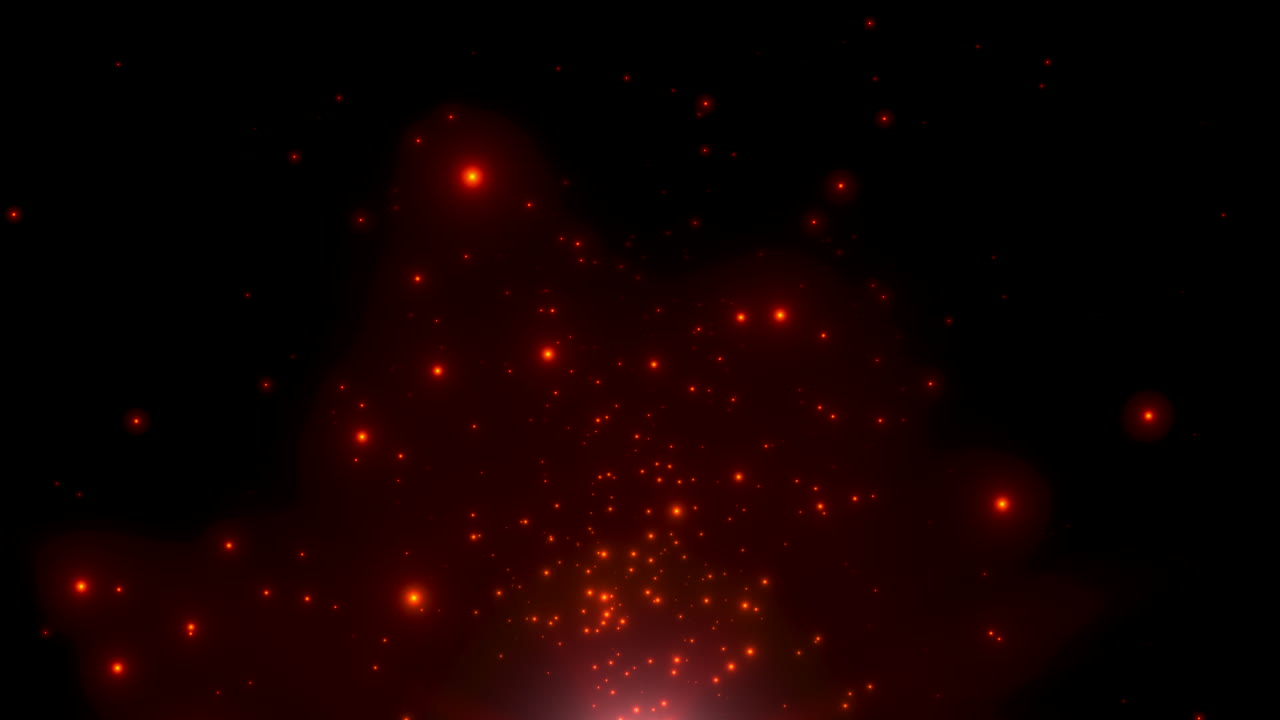 Motion red particles and stars in galaxy abstract background