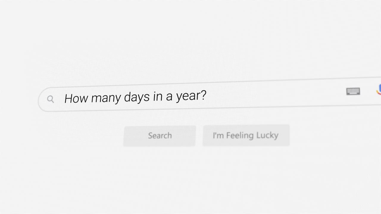 Searching for How many days in a year? on Internet browser
