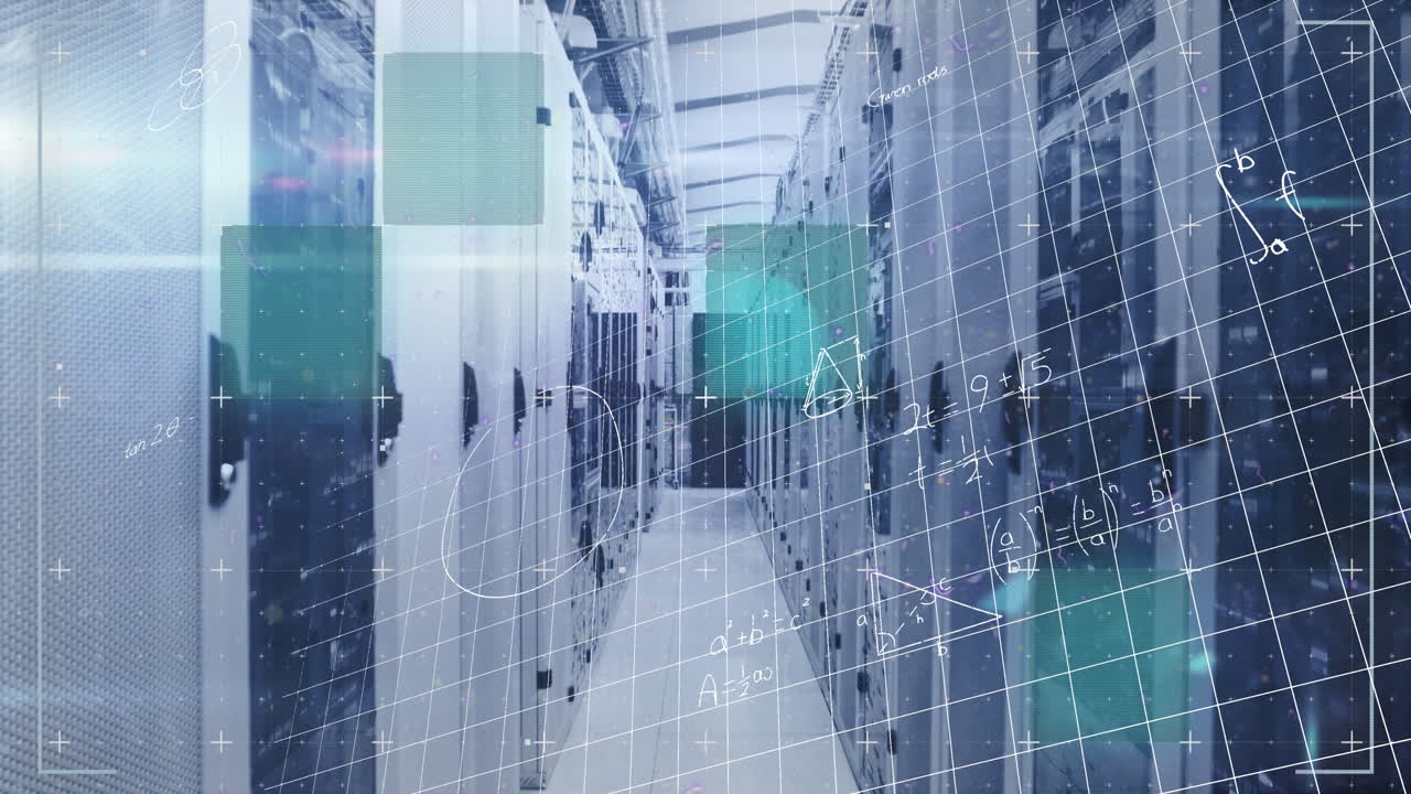 컴퓨터 서버 에 대한 그리드 네트워크를 통해 장애 효과와 수학적 방정식의 애니메이션