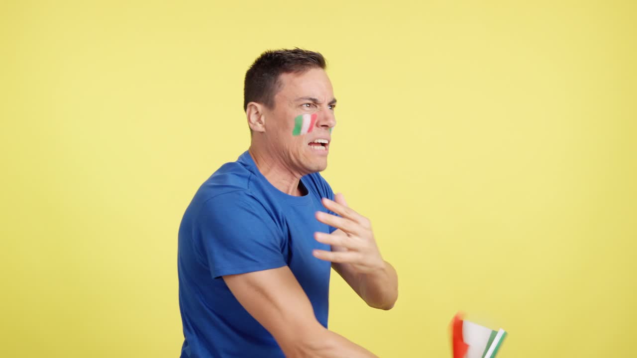 Italian supporter angry with the decision of the referee