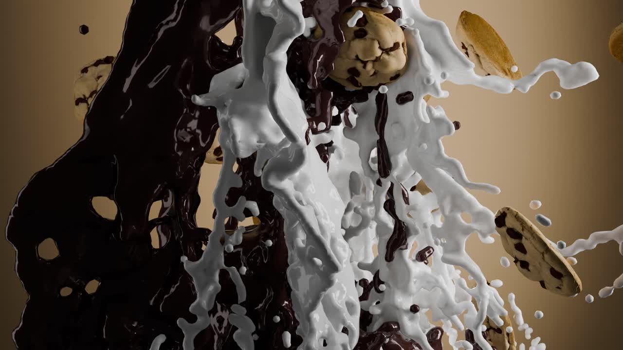 초콜릿  쿠키와 우유 스플래시