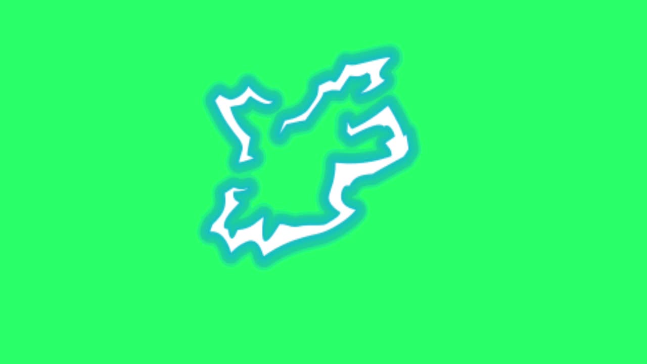 Animation arctic light shape of electric power isolate on green background.
