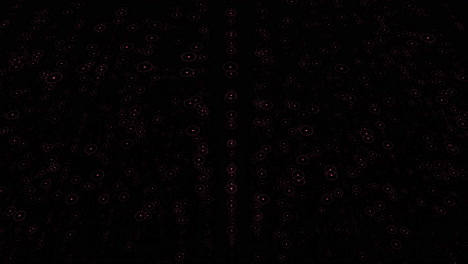 dynamic red dot pattern creates vibrant contrast on black background