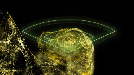 digital brain with neural network animation over glowing particles