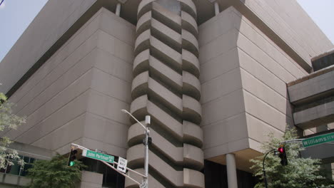 modern building exterior with spiral staircase