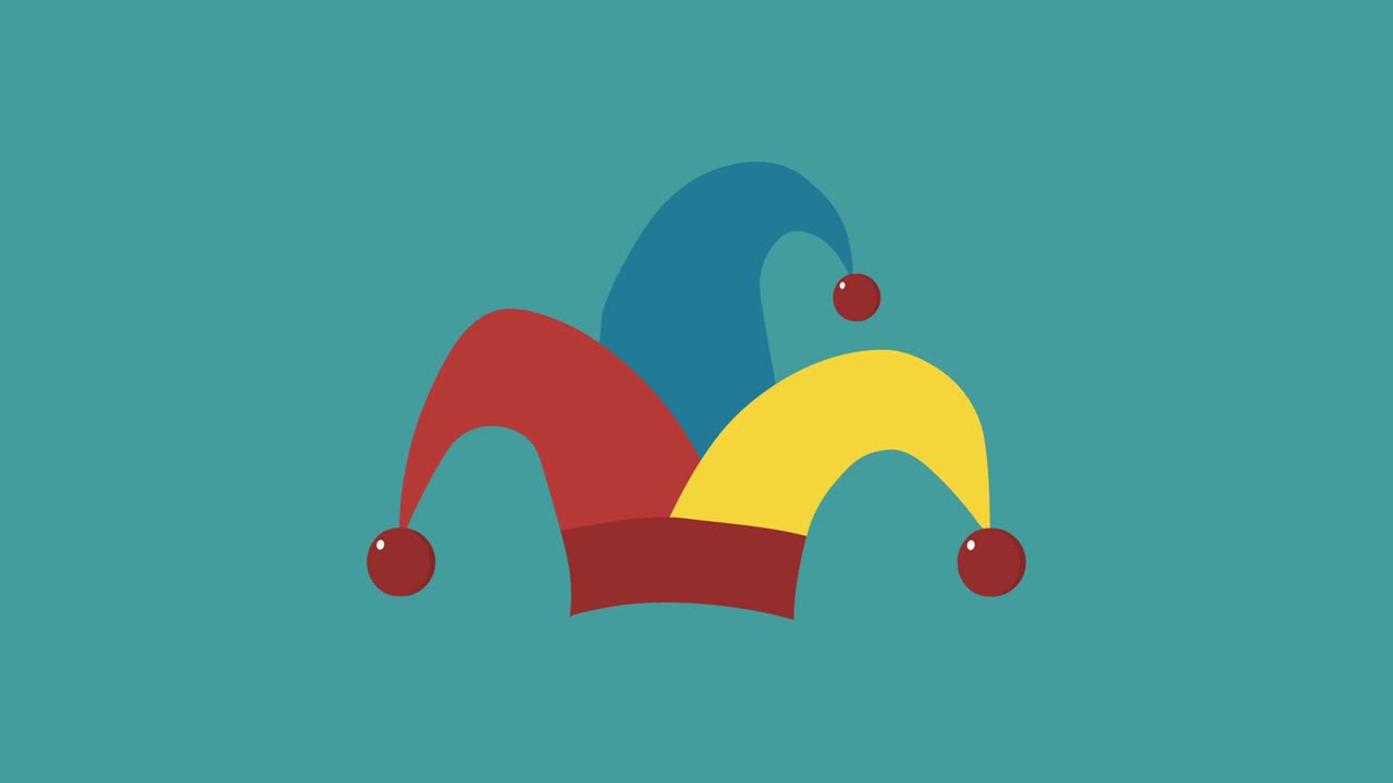 Clown jester hat flat design animation icon