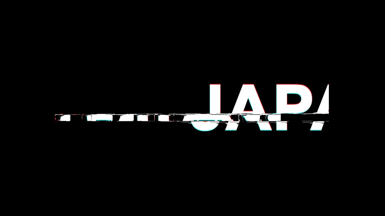 JAPAN Glitch Effect Text Digital TV Distortion 4K Loop Animation