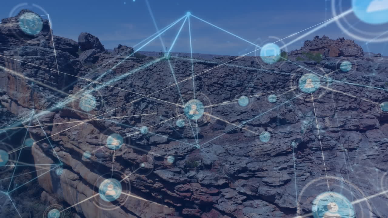 풍경에 대한 연결 네트워크의 애니메이션