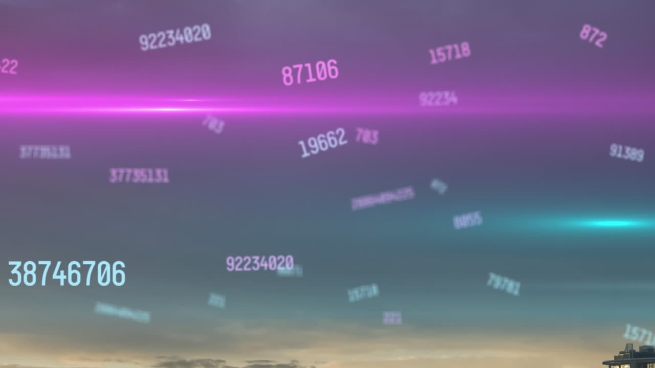 animación del procesamiento de datos y senderos de luz sobre el paisaje urbano