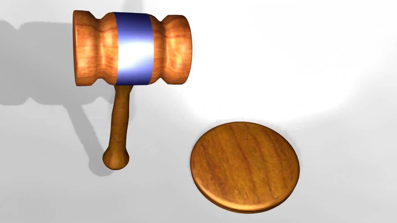 animación en 3d de un martillo de jueces
