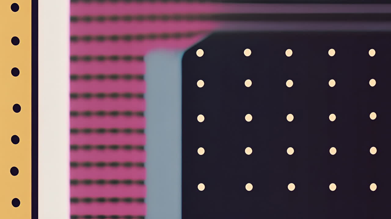 Geometric shapes and dots animation over abstract background with pink and black colors