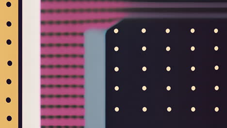 geometric shapes and dots animation over abstract background with pink and black colors