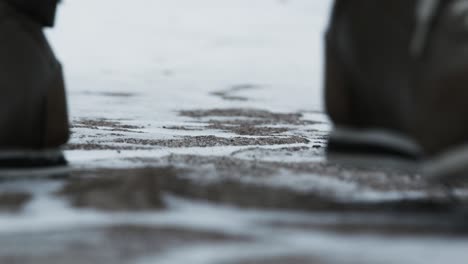 walking on snow-covered ground