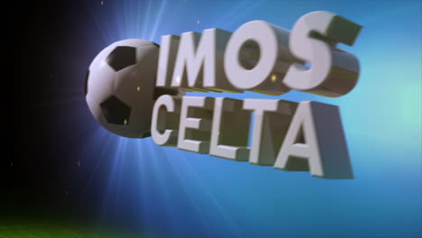 una emocionante representación en 3d de &quot;imos celta&quot; sobre un campo de fútbol