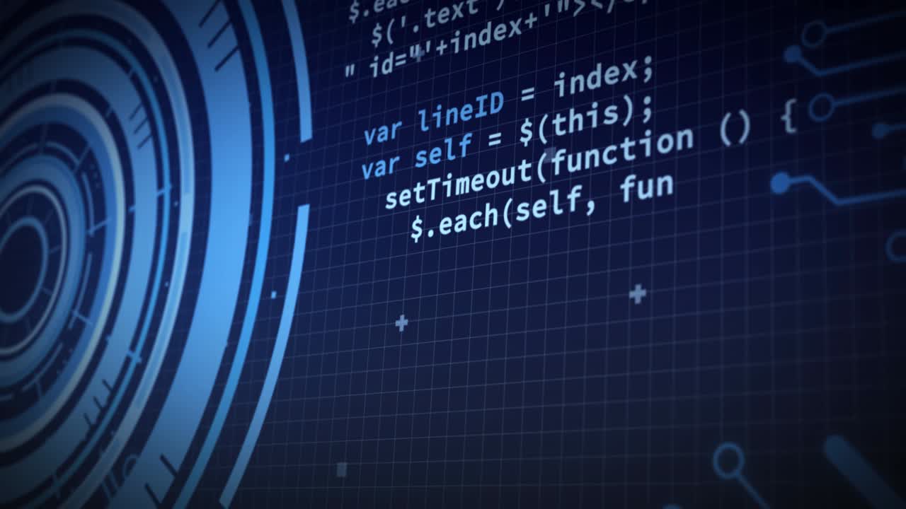 Animation of scope scanning, processor elements and data processing on grid