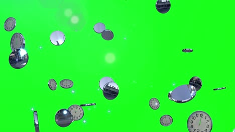 la animación de fondo verde del bucle de partículas del reloj