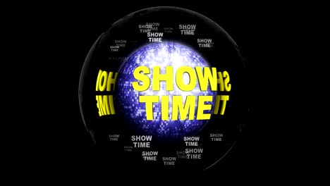 mostrar la animación de texto de tiempo alrededor de la pelota de discoteca, con canal alfa, renderización, fondo, bucle