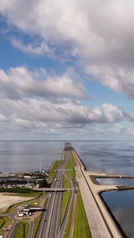네덜란드 의 afsluitdijk 의 공중 사진