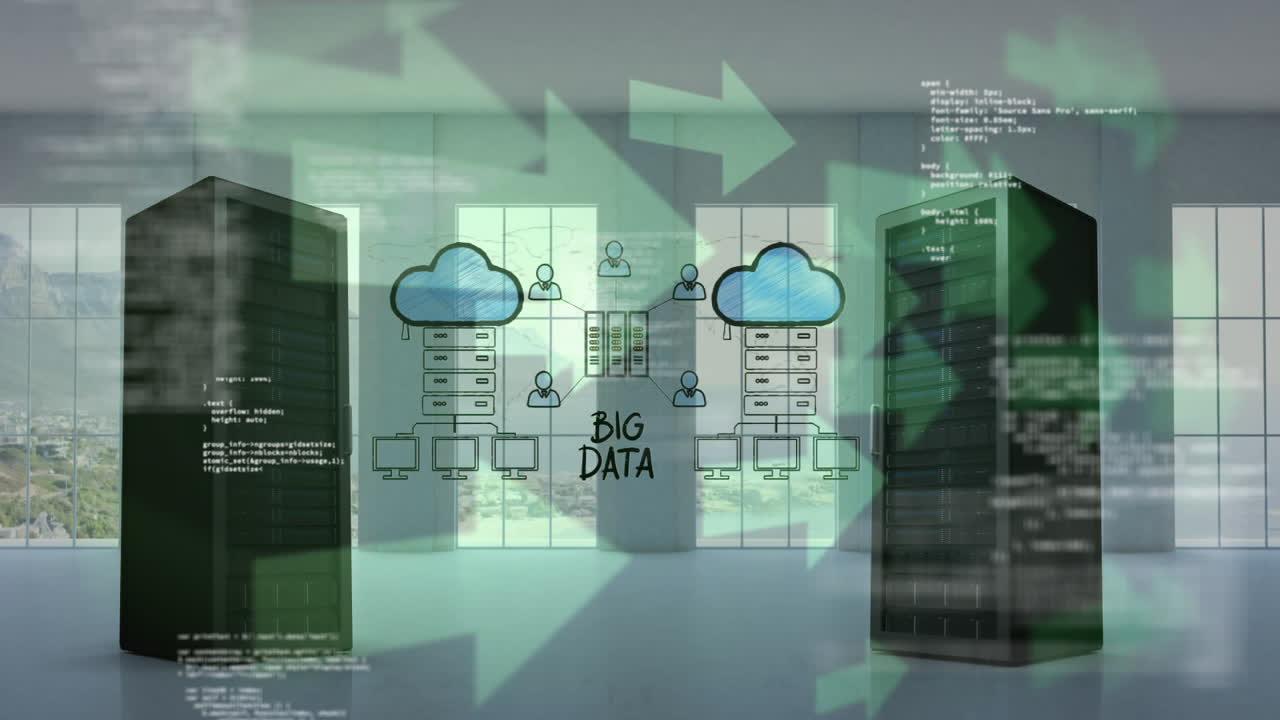Server towers moving in opposite directions