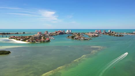 Aerial-view-of-the-hotels-and-resort-of-Clearwater-Beach-in-Florida