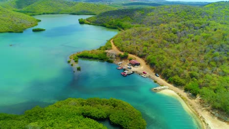 drone rises to establish san juan harbor inlet on caribbean island curacao