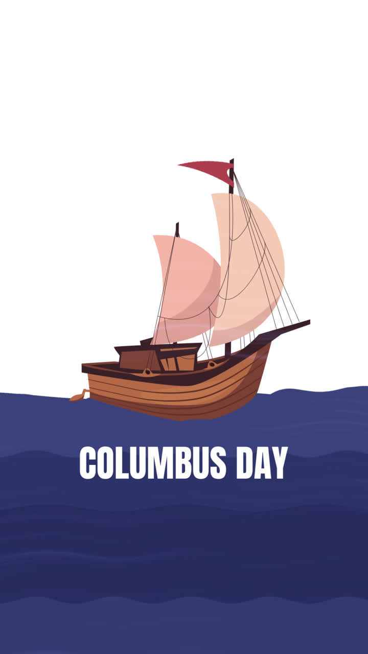 una animación de la ilustración del día de colón plano