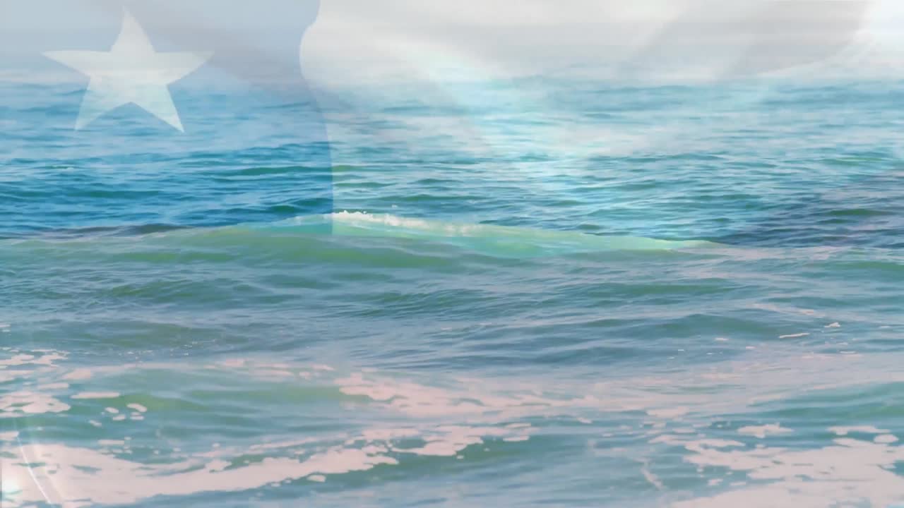 칠레  ⁇ 발을 흔들고 있는 디지털 구성과 바다의 파도의 공중 사진