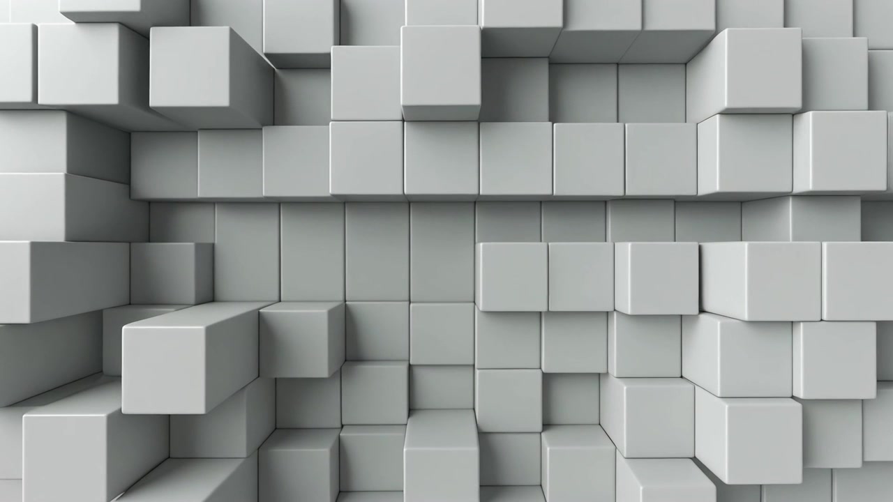 Abstract Background of Moving White Cubes