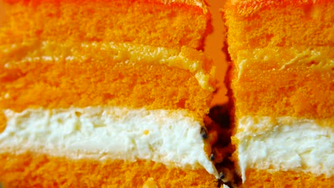 orange cream layer cake close-up