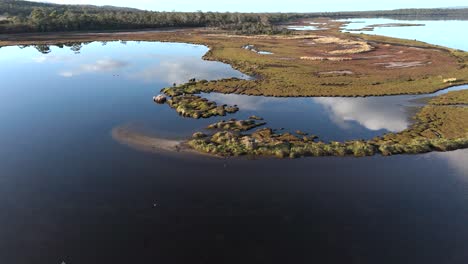 the water and islands of the moulting lagoon game reserve in coles bay