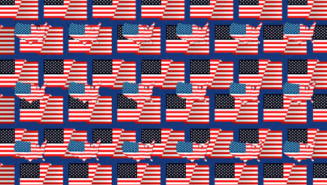 Animation-of-usa-coloured-with-american-flag-over-american-flags