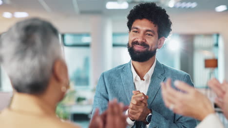 a businessman gives a presentation to his colleagues