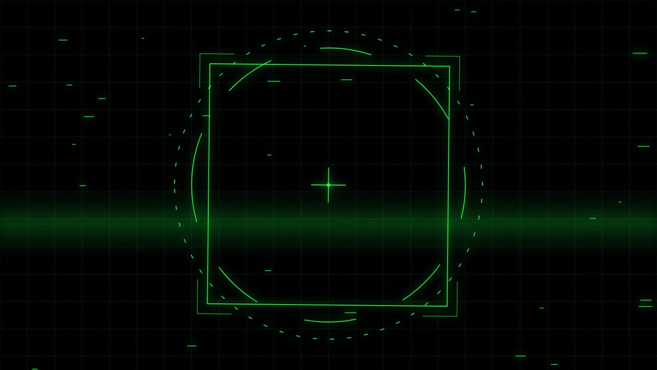 Abstract Green Digital HUD Interface Rotating Geometric Shapes
