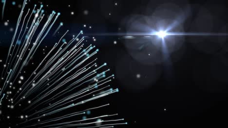 animación de rastros de luz blanca brillante que se extienden diagonalmente sobre un fondo negro