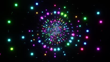 animation of flying colorful neon balls in space. bloom