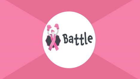 animation of pink ribbon logo and battle text appearing on pink background