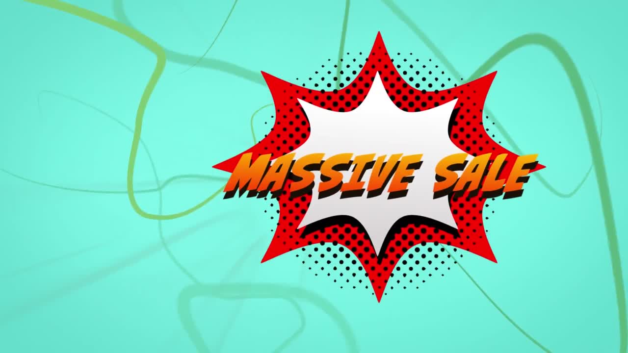 레트로 스피치 버블에 대규모 판매 텍스트의 애니메이션