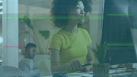 animación del procesamiento de datos sobre diversas personas de negocios en la oficina