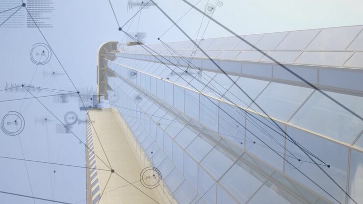 Vertical video: Tracking camera rising from low base, mapping panes with HUD, cradles and core