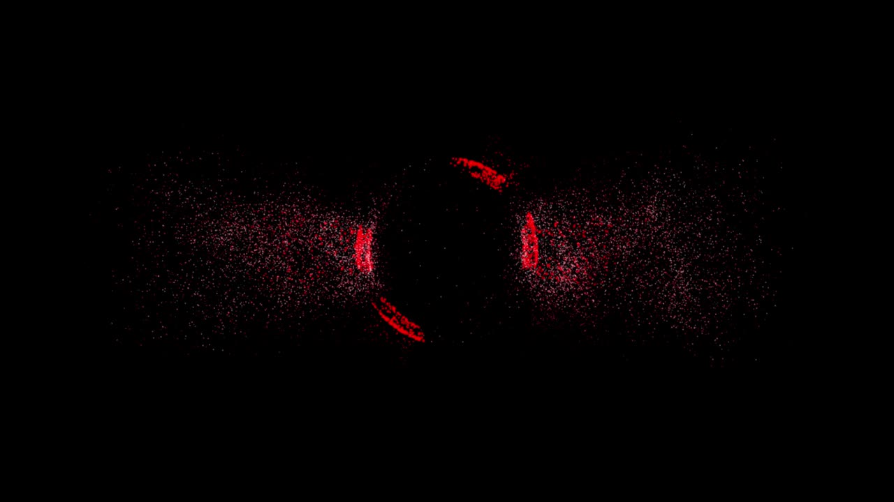 tecnología abstracta fondo de esfera roja hecho de líneas y puntos animados, partículas. modo de mezcla