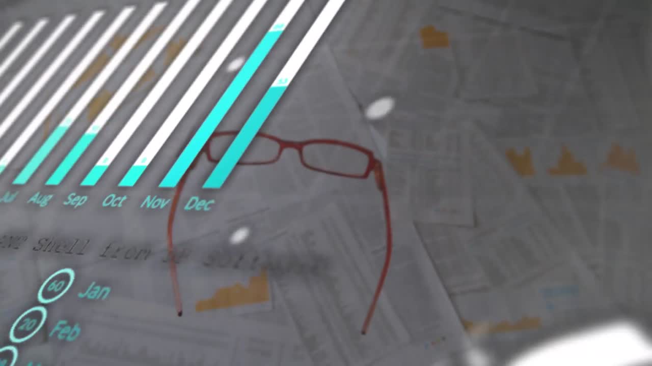 안경 위에서 데이터 처리의 애니메이션