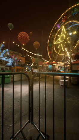 empty amusement park at night