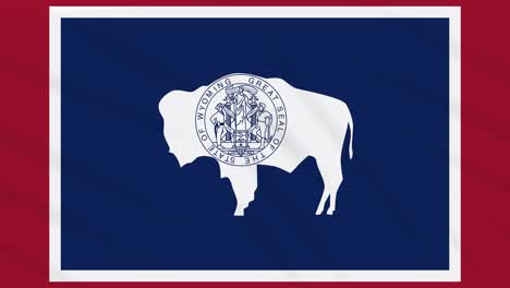 wyoming flag flutters in the wind, loop for background