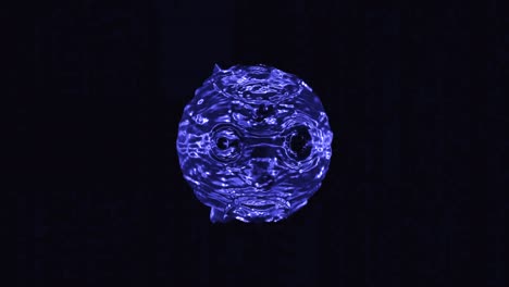 círculo de agua con gotas burbujeantes. diseño. bola de color gira y hierve sobre fondo negro. bola 3d de líquido con vibraciones y gotas burburbujeantes