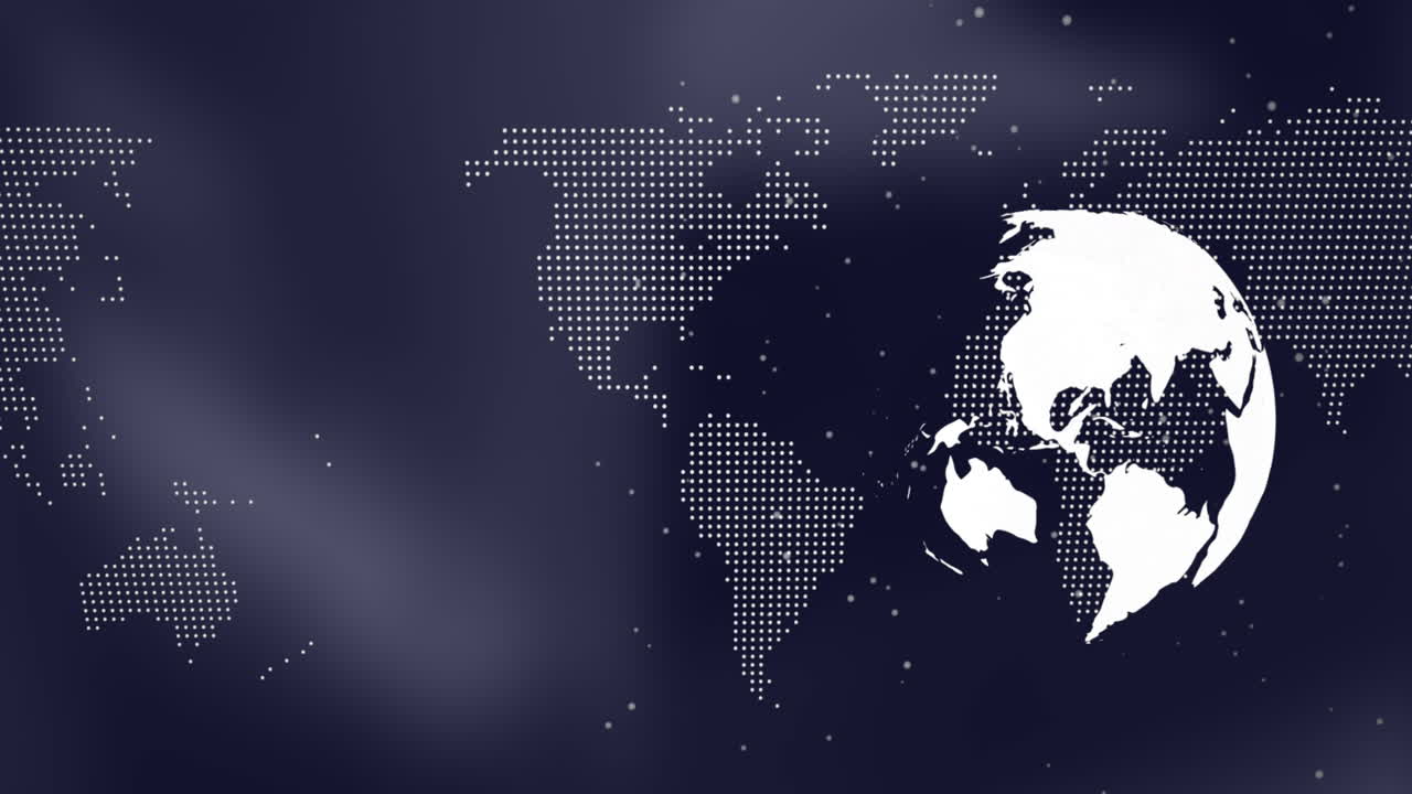 animación del globo con procesamiento de datos sobre fondo oscuro