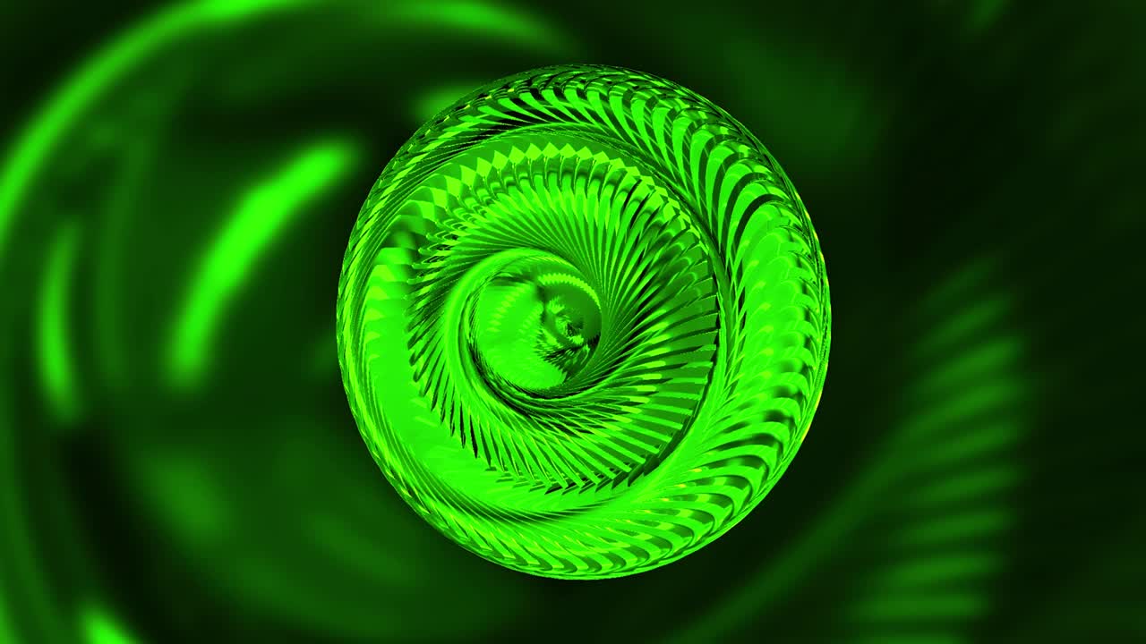 Spinning colorful round shaped object crossed by bending lines, seamless loop. Design. Rotating torus geometric figure